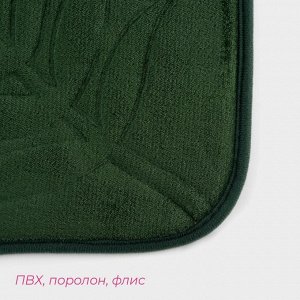 Коврики для ванной и туалета Доляна «Тропики», 2 шт.: 40x50 см, 50x80 см, цвет зелёный