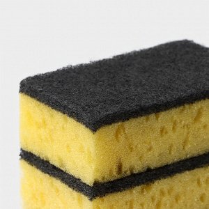 Губка для посуды с чистящим слоем «Королевская Лилия», 450 г/м², 105x65x35 мм, абразивное полотно, МИКС