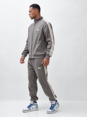 Спортивный костюм мужской демисезонный на флисе серого цвета 330Sr