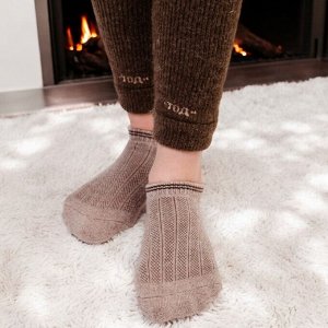 Носки мужские шерстяные укороченные (под кроссовки),  размер 43-45, с заниженной посадкой, 70% шерсть, коричневый