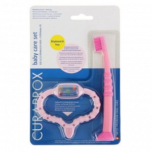 Набор CKC 42 girl: стимулятор для прорезывания зубов Curababy розовый и детская зубная щетка   13527