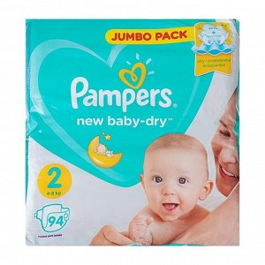 Подгузники Pampers New Baby-dry, Mini 2 (4-8 кг), 94 шт.