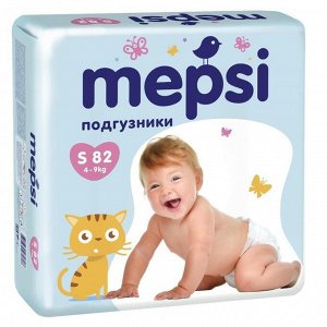 Детские подгузники Mepsi размер S (4-9кг), 82шт.