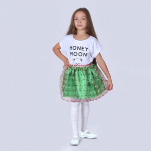 Карнавальная юбка для девочки "Конфетти", органза, атлас, длина 35 см, цвет зелёный