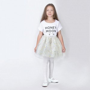 Карнавальная юбка для девочки "Звёзды, горошек", органза, атлас, длина 35 см, цвет белый
