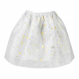 Карнавальная юбка для девочки "Звёзды, горошек", органза, атлас, длина 35 см, цвет белый