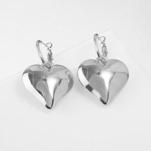 Серьги металл «Сердце» пленительность мини, цвет серебро