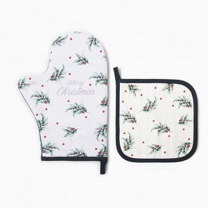 Набор кухонный Этель Snow fun, варежка 20*28 см, прихватка 19*19 см,100% хлопок