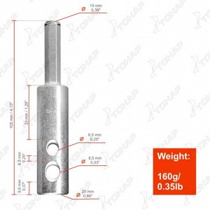 Адаптер  под шуруповерт (T-AS-03) ТОНАР [D 19мм, длина 95мм, вес 160г, сталь]