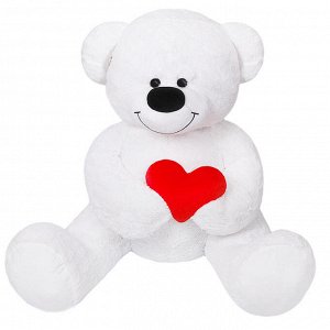 Мягкая игрушка «Мишка большой с сердцем», цвет белый