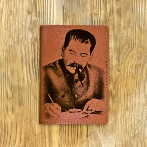Обложка на паспорт «Сталин за столом», рыжая