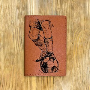 Обложка на паспорт "Подарок футболисту", рыжая