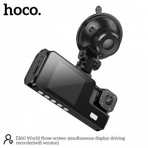 Видеорегистратор HOCO DI60 с тремя камерами WI-FI приложение HD Black