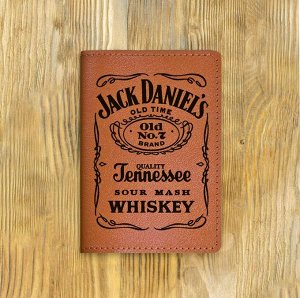 Обложка на паспорт "JACK DANIELS", рыжая