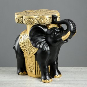 Подставка напольная "Слон" 34 см, черно-золотой
