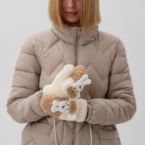 Варежки подростковые MINAKU Барашка двухцветные 24 см цвет коричневый