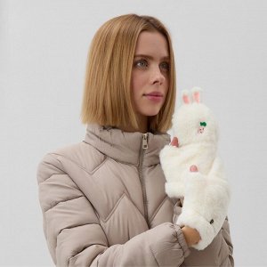 Варежки - митенки женские MINAKU «Зайка», размер 24 см, белые
