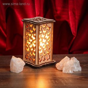 Соляной светильник "Бабочки" малый 15 x 10 см, деревянный декор