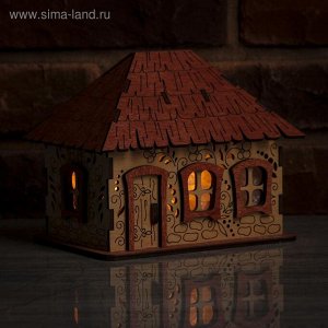 Соляной светильник "Домик из дерева с кристаллами", деревянный декор, 12 х 18 х 14 см