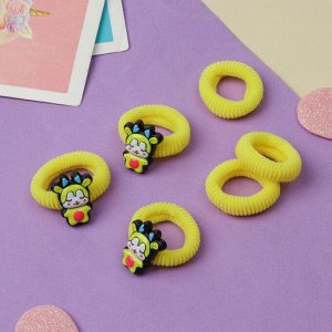 Резинки для волос «Нежность», набор 6 шт., олененок, жёлтый