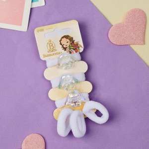 Резинки для волос «Нежность», набор 6 шт., зайчик, белый