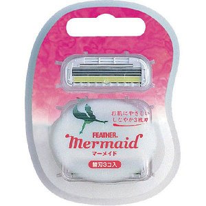 FEATHER Запасные кассеты с тройным лезвием для станка Feather "Mermaid Rose Pink" Русалочка 3 шт. / 144