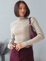 Свитер фактурной вязки из вискозы с прозрачным люрексом св. золотистый