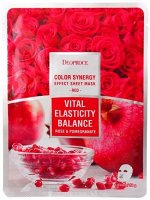 Тканевая маска для лица с экстрактами граната и лепестков роз  DEOPROCE COLOR SYNERGY EFFECT SHEET MASK RED