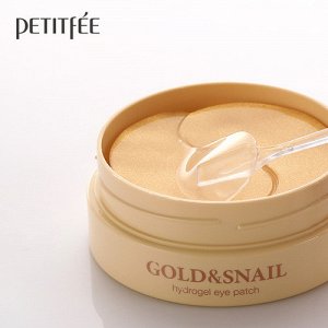 Petitfee Gold & Snail Hydrogel Eye Patch Высокоэффективные Гидрогелевые патчи с муцином улитки и коллоидным золотом