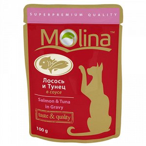 Molina пауч 100гр д/кош Лосось/Тунец/Соус (1/24)