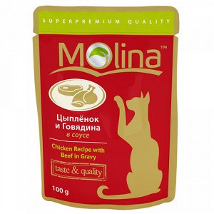 Molina пауч 100гр д/кош Цыпленок/Говядина/Соус (1/24)