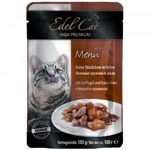 Edel Cat пауч 100гр д/кош Кусочки в желе Птица/Кролик (1/20)