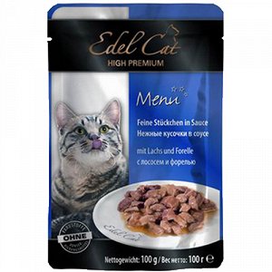 Edel Cat пауч 100гр д/кош Кусочки в соусе Лосось/Форель (1/20)