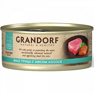 Grandorf конс 70гр д/кош Филе тунца с лососем (1/6)