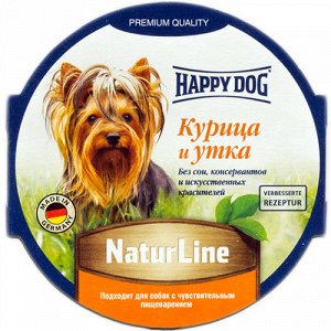 Happy Dog NaturLine лам 85гр д/соб Нежный паштет Курица/Утка (1/11)