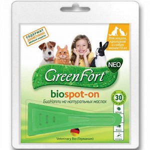 Green Fort Neo БиоКапли от блох и клещей д/кош/соб репеллент до 10кг 1пипет. (1/10)