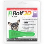 Rolf Club 3D Капли от блох и клещей д/соб до 4кг 1пипет. (1/10)