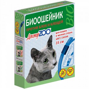 Доктор ZOO БиоОшейник от блох и клещей д/кош/соб мелк пород Синий 35см (1/6)