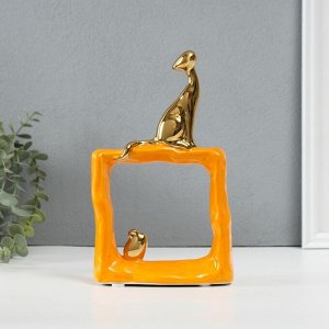 Фигурка керамика «Кошки-мышки. Квадрат», оранжевый с золотом, 5.2x13.5x23 см