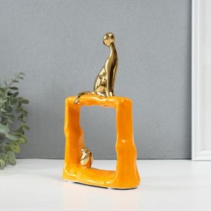 Фигурка керамика «Кошки-мышки. Квадрат», оранжевый с золотом, 5.2x13.5x23 см