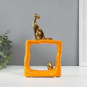 Фигурка керамика «Кошки-мышки. Квадрат», оранжевый с золотом, 5.2x13.5x23 см