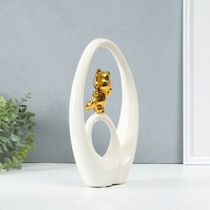Фигурка керамика «Медвежонок - сны наяву», белый с золотом, 6x15.5x27 см