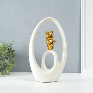 Фигурка керамика «Медвежонок - сны наяву», белый с золотом, 6x15.5x27 см