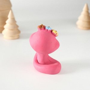 Фигурка полистоун «Змейка с цветочным венком», с золотом, 4.5x4x6.5 см, МИКС
