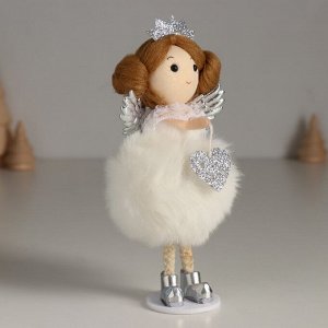 Интерьерная кукла текстильная «Принцесса-ангел в пушистом платье с сердечком», 7x7x16 см