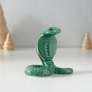 Фигурка керамика «Тёмно-зелёная кобра», с золотом, 4.7x8x7.5 см