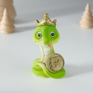 Фигурка полистоун «Змейка в короне с подковой/монеткой», 5*4*8.5 см, МИКС