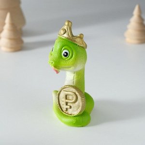 Фигурка полистоун «Змейка в короне с подковой/монеткой», 5*4*8.5 см, МИКС