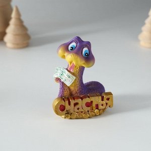 Фигурка полистоун «Змейка с пожеланием и деньгами», 5x4x7 см, МИКС