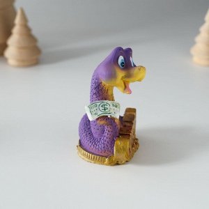 Фигурка полистоун «Змейка с пожеланием и деньгами», 5x4x7 см, МИКС